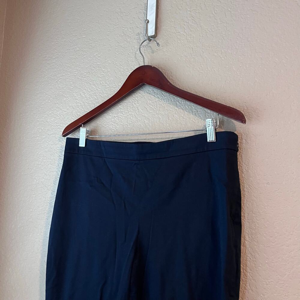 Theory Women’s Navy Blue Cotton Slim Leg Ankle Pant Dress Zip Hem 12 - Picture 2 of 7